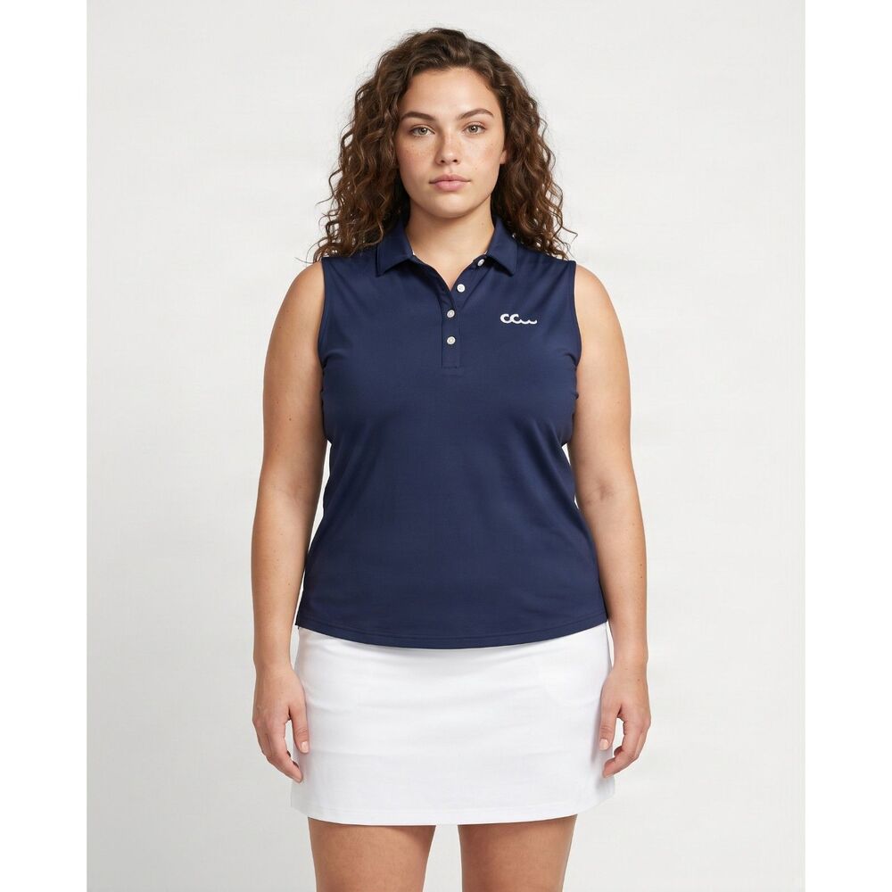 NWOT Women's FootJoy Navy Sleeveless Golf Polo Top - Cripple Creek Country Club